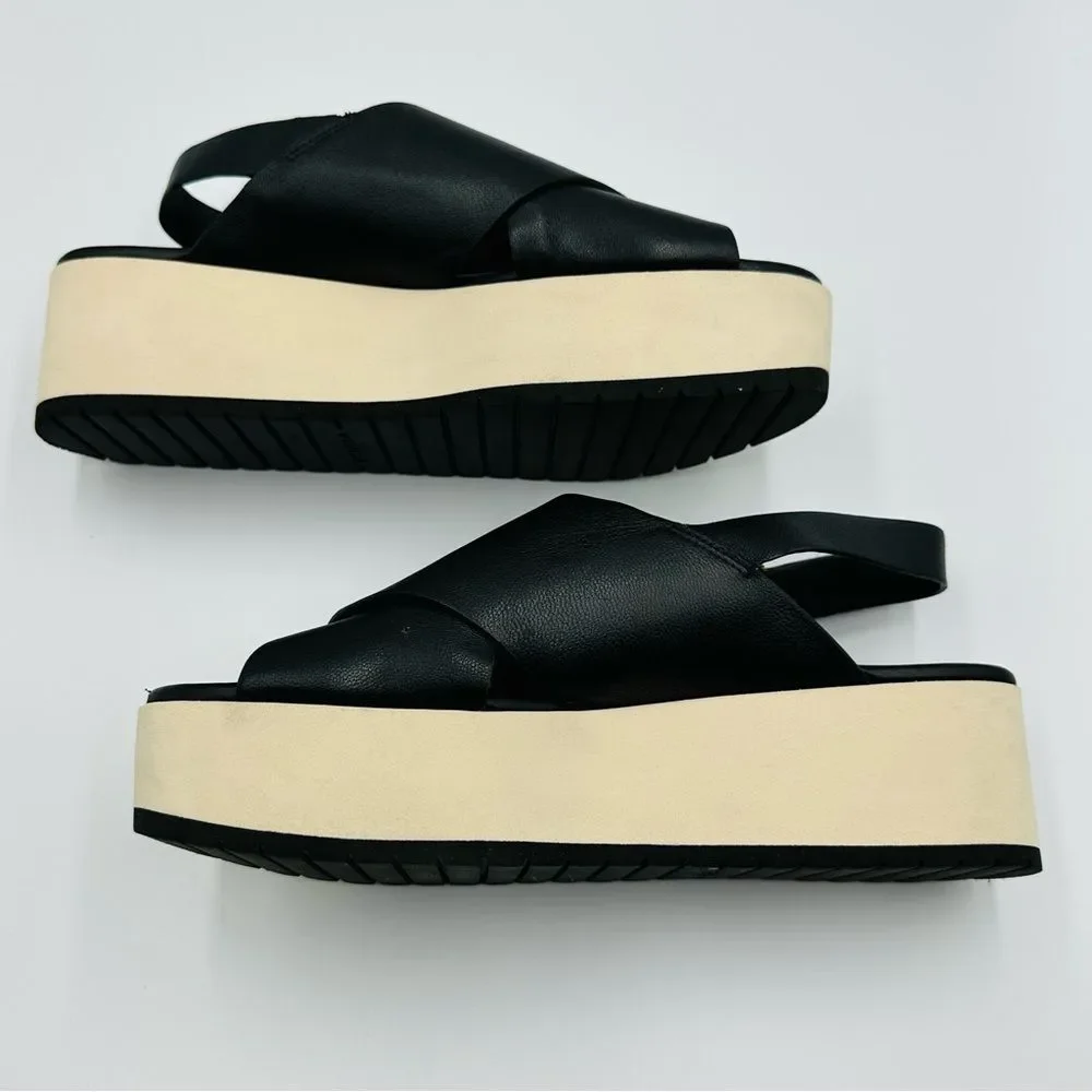 Vince Black Leather Platform Sandals Women's SZ 8.5 Versatile Comfortable